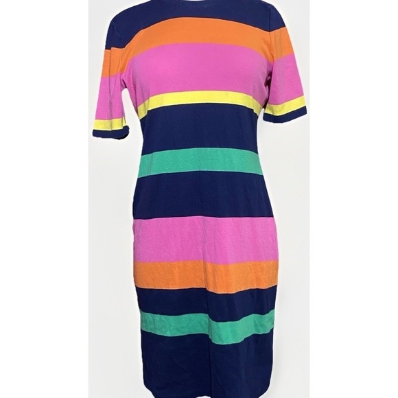 VTG Lauren by Ralph Lauren Dress Women Large Multi stripes, Casual Preppy - Picture 4 of 7